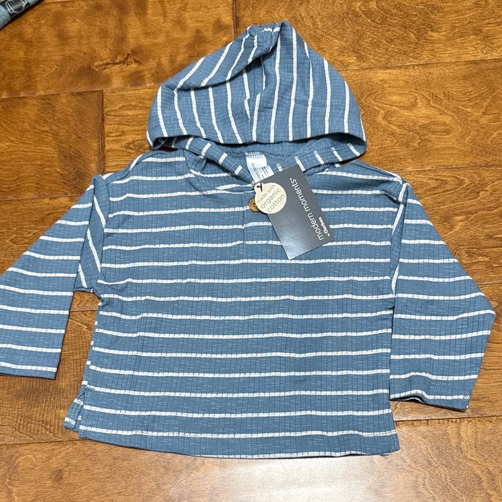 NWT Size 5T Modern Moment Blue Striped Hooded shirt